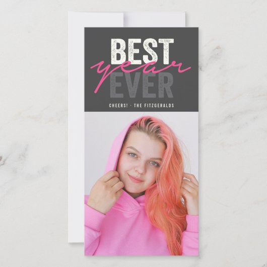 最高のYear Ever手書きスクリプトの写真モダン シーズンカード (正面)