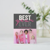 最高のYear Ever手書きスクリプトの写真モダン シーズンポストカード (スタンド正面)