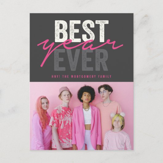 最高のYear Ever手書きスクリプトの写真モダン シーズンポストカード (正面)