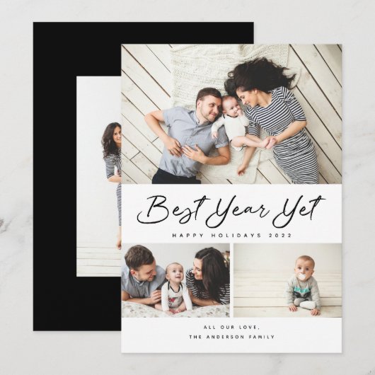 最高のYear Yetモダン Script 3 Collage写真 シーズンカード (正面/裏面)