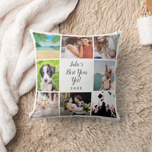最高のYear Yet Script 8 Photo Collage クッション (ブランケット)