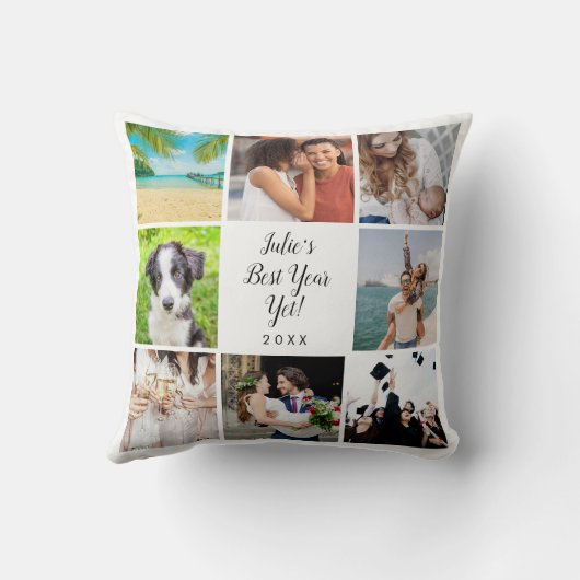 最高のYear Yet Script 8 Photo Collage クッション (裏面)