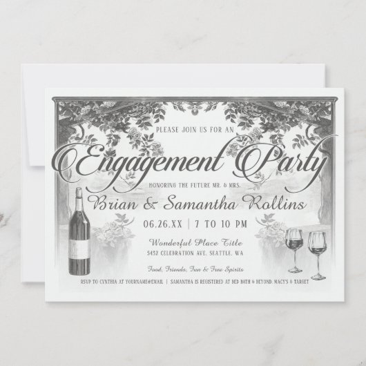 最高ヴィンテージ婚約パーティ招待状V02 招待状 (正面)