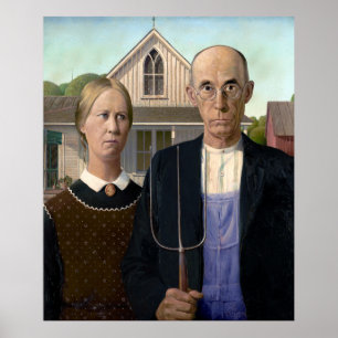 最高傑作アメリカゴシックBY GRANT WOOD 1930 ポスター