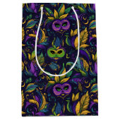 最高傑作マルディグラスマスクパターン ミディアムペーパーバッグ (正面)