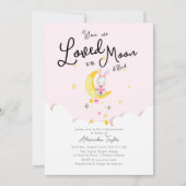 月うさぎハート女の子ベイビーシャワーに愛された 招待状 (正面)