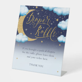 月おむつラッフルの上に男の子の赤ちゃんシャワー 台座サイン