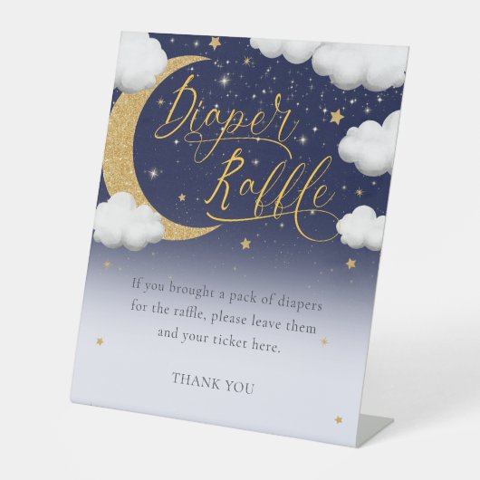 月おむつラッフルの上に赤ちゃんシャワー 台座サイン (正面)