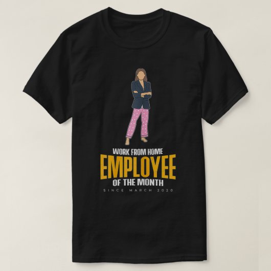 月おもしろいの在宅勤務の女性 Tシャツ (デザイン正面)