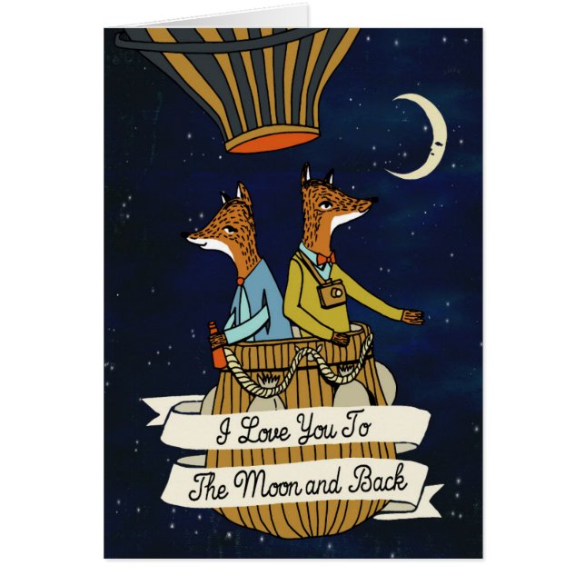 月およびバックのかわいいキツネのカップルに愛して下さい (正面)