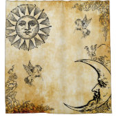 月およびペガソスが付いている太陽 シャワーカーテン (正面)