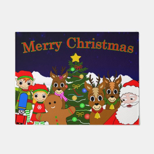 月およびヤナギのクリスマスの願いの玄関マット ドアマット (正面)