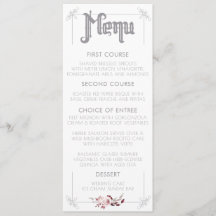 月およびワタリガラスの水彩画の結婚式メニュー