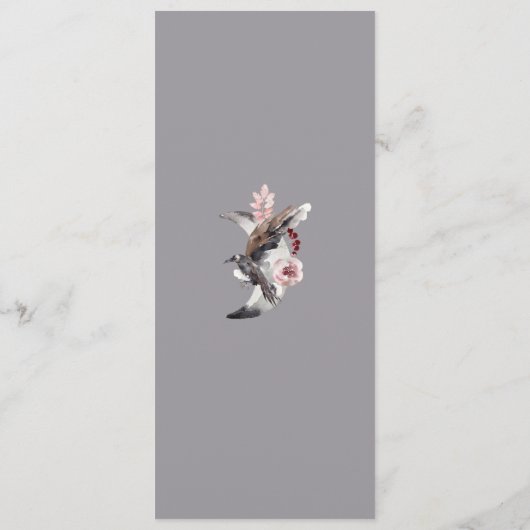 月およびワタリガラスの水彩画の結婚式メニュー メニュー (裏面)