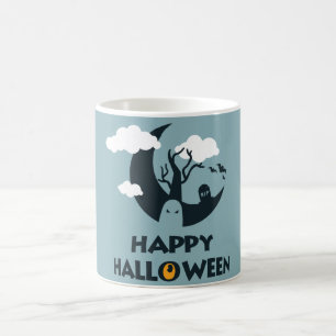 月および墓地とのハッピーハローウィン コーヒーマグカップ