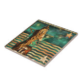 月および星が付いている海による人魚 タイル (側面)