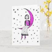 月および星に気色悪い カード (黄色い花)