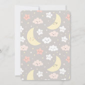 月および星のベビーシャワーの招待状のピンク 招待状 (裏面)