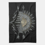 月および星の夜空の山地の曼荼羅 キッチンタオル (縦)