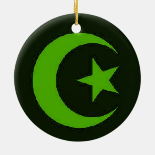 月および星の緑のオーナメント セラミックオーナメント (裏面)