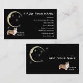 月および星を持つペンブロークのウェルシュコーギー 名刺 (正面/裏面)