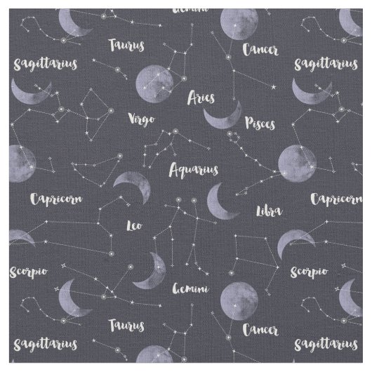 月および星座 ファブリック (クローズアップ)