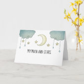 月および星記念日 カード (黄色い花)