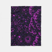 "月および星"のフリースブランケット(PK/BLK/PUR) フリースブランケット (正面)