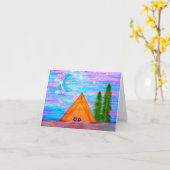 月および背部への愛 カード (黄色い花)