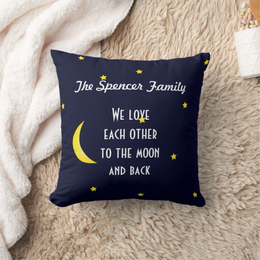 月および背部パーソナライズな家族の枕愛して下さい クッション (ブランケット)