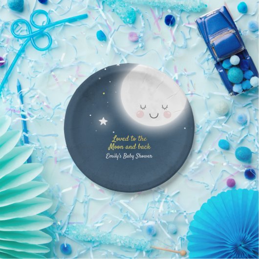 月および背部ベビーシャワーのプレートに愛される ペーパープレート (パーティー)