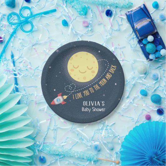 月および背部ベビーシャワーのプレートに愛して下さい ペーパープレート (パーティー)