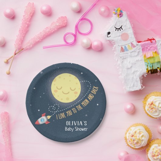 月および背部ベビーシャワーのプレートに愛して下さい ペーパープレート (パーティー)