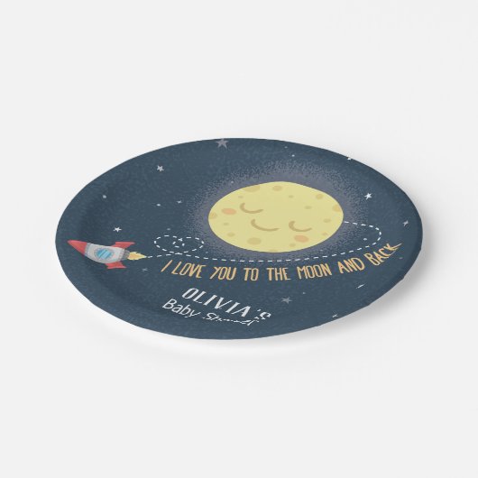 月および背部ベビーシャワーのプレートに愛して下さい ペーパープレート (アングル)