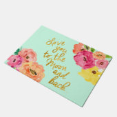 月および背部花の玄関マットに愛して下さい ドアマット (アングル)