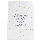 月および背部金ゴールドの紙吹雪 ミディアムペーパーバッグ (裏面)