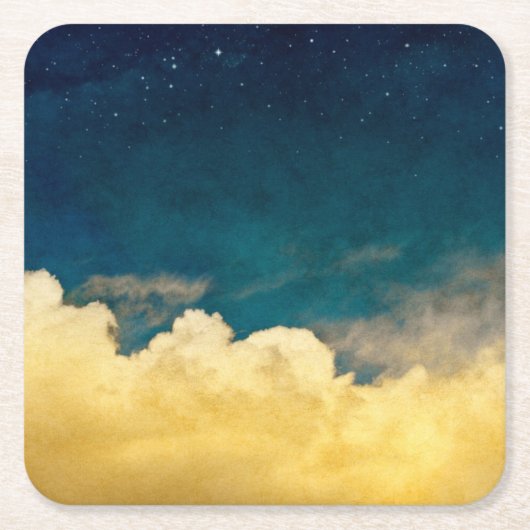 月およびCloudscape スクエアペーパーコースター (正面)