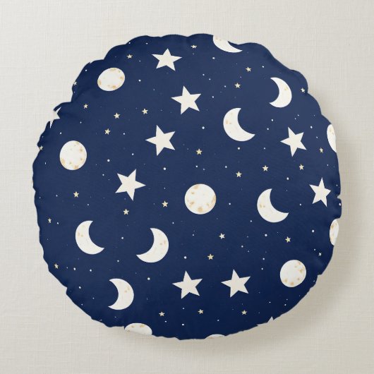 月お洒落星の天体 ラウンドクッション (正面)