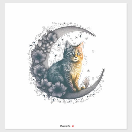 月お洒落照キャットアート シール (シート)