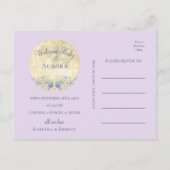 月お洒落紫写真誕生のお知らせ 案内ポストカード (裏面)