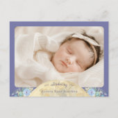 月お洒落紫写真誕生のお知らせ 案内ポストカード (正面)