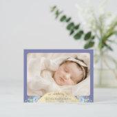 月お洒落紫写真誕生のお知らせ 案内ポストカード (スタンド正面)