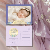 月お洒落紫写真誕生のお知らせ 案内ポストカード