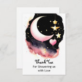 月お洒落&星の水彩赤ちゃんシャワー サンキューカード (正面/裏面)