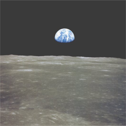 月からの地球の黒い宇宙：地球の上昇 シール (正面)