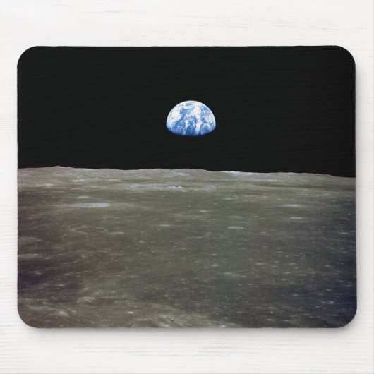 月からの地球の黒い宇宙：地球の上昇 マウスパッド (正面)