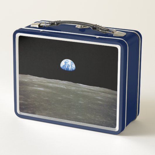 月からの地球の黒い宇宙:地球の上昇 メタルランチボックス (裏面)