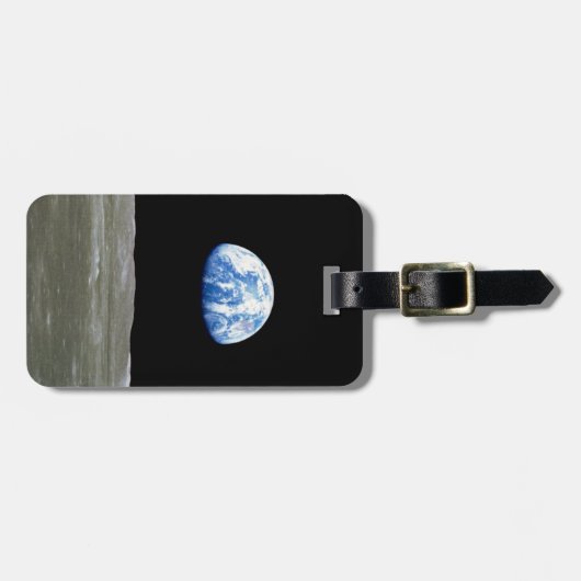 月からの地球の黒い宇宙:地球の上昇 ラゲッジタグ (正面横)