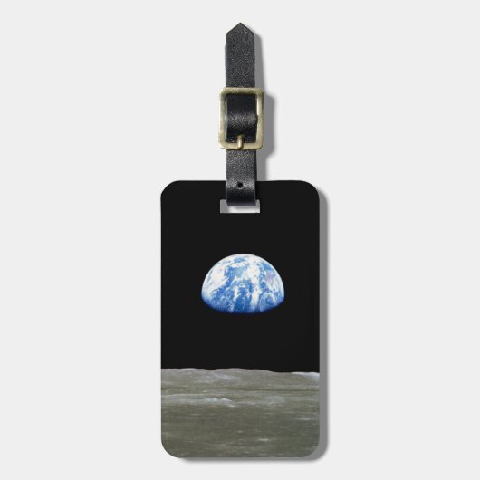 月からの地球の黒い宇宙:地球の上昇 ラゲッジタグ (正面縦)