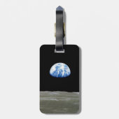 月からの地球の黒い宇宙:地球の上昇 ラゲッジタグ (裏面縦)